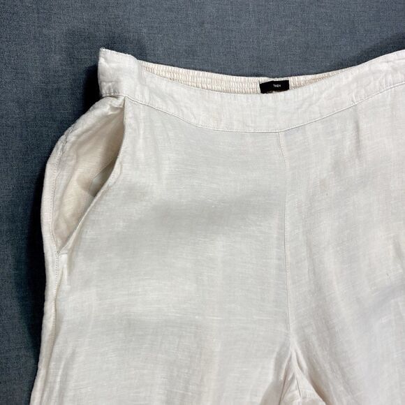 Tahari Linen Wide Leg Cropped Pants Women XL High Rise Pockets Cottage Core Boho - Picture 4 of 15